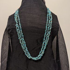 Turquoise Nugget Heishi Southwestern Native Necklace-3 strands-14 inch